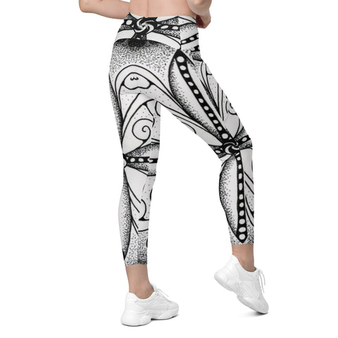 Surfs Up Mandala High Rise Capri Leggings with pockets - Martin K Designs