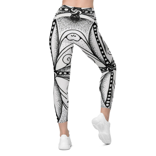 Surfs Up Mandala High Rise Capri Leggings with pockets - Martin K Designs