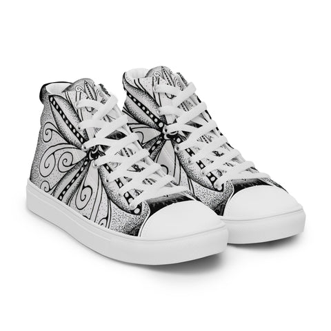 Surfs Up! Mandala Men’s high top canvas shoes - Martin K Designs
