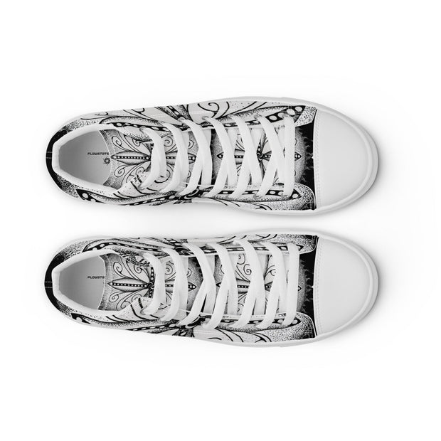 Surfs Up! Mandala Men’s high top canvas shoes - Martin K Designs