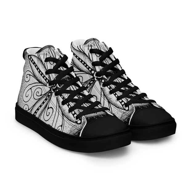 Surfs Up! Mandala Men’s high top canvas shoes - Martin K Designs