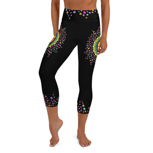 Surrender to Grace Mandala High Rise Yoga Capri Leggings with Inside Pocket - Martin K Designs