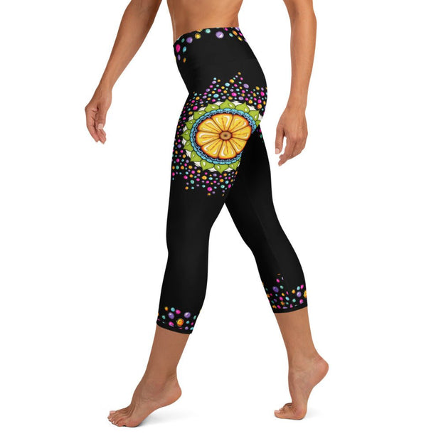 Surrender to Grace Mandala High Rise Yoga Capri Leggings with Inside Pocket - Martin K Designs