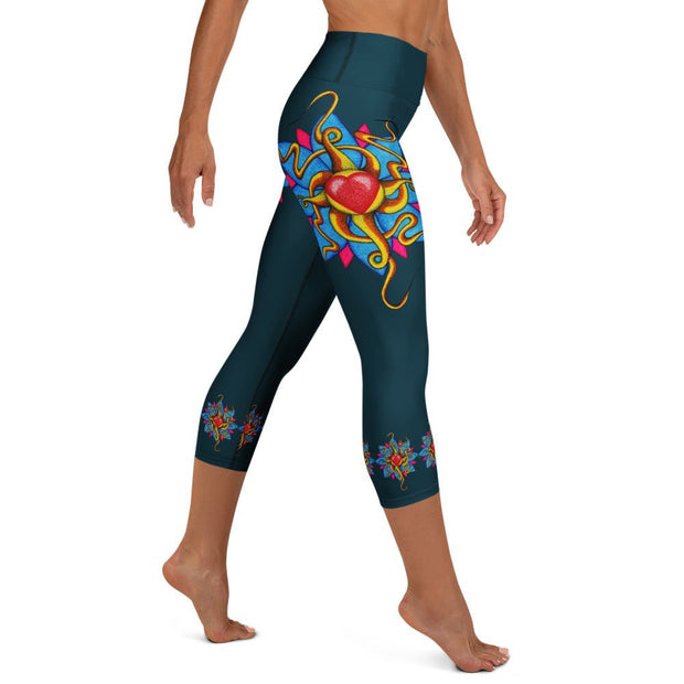 Wild at Heart High Rise Yoga Capri Leggings with Inside Pocket - Martin K Designs