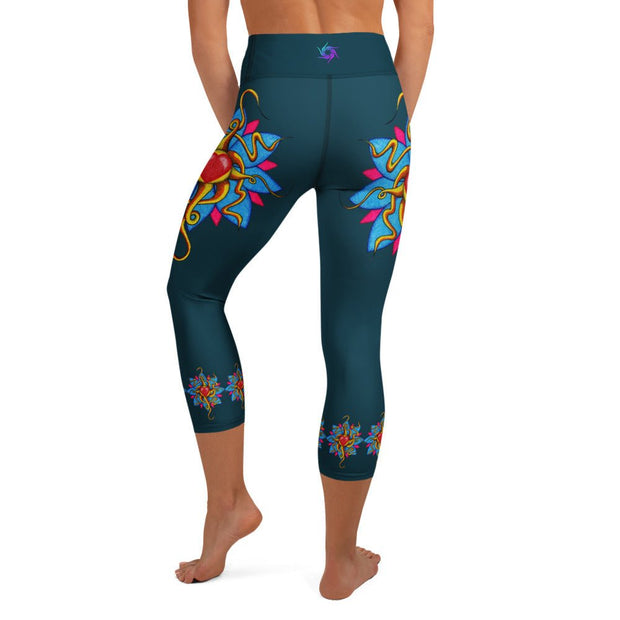 Wild at Heart High Rise Yoga Capri Leggings with Inside Pocket - Martin K Designs