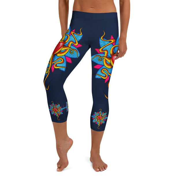Wild At Heart Mid Rise Capri Leggings - Martin K Designs