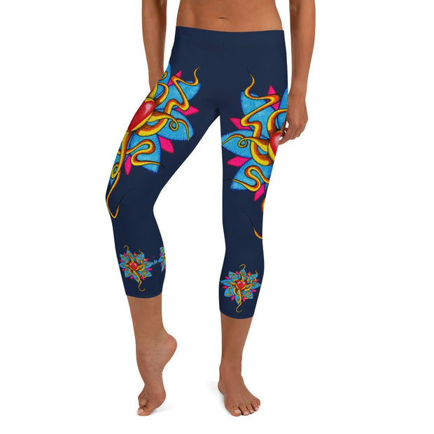 Wild At Heart Mid Rise Capri Leggings - Martin K Designs